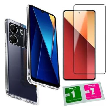Imagem de [GL CASES] KIT Capa Capinha Case Xiaomi Redmi 13C | Xiaomi Poco C65 Slim Clear Anti Impacto Silicone Transparente Flexível Anti Choque + Pelicula Redmi 13C | Poco C65 De Vidro 3D Cobertura Total