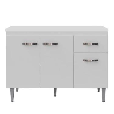 Imagem de Balcão de Pia 3 Portas Gabriela 120 cm Branco Sem Tampo AJL Móveis