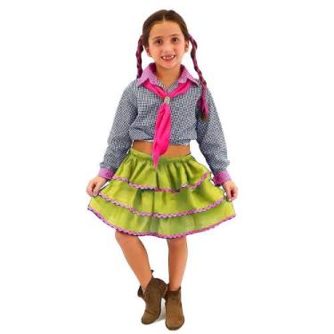 Imagem de Roupa Festa Junina Infantil Saia Caipira Babados 2 A 10 Anos - Fantasi