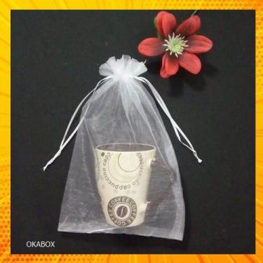 Imagem de Saquinho de organza com fita cetim 15x20 - para canecas (100 unidades)