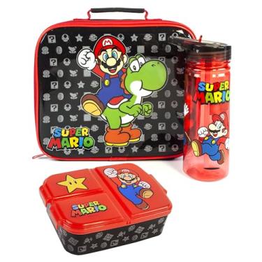 Imagem de Super Mario Conjunto de lancheira para crianças | Saco de comida escolar infantil Yoshi, garrafa de água e pote de lanche sem BPA | Mercadoria para jogadores