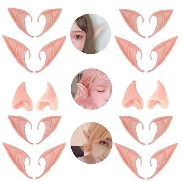 Imagem de 6 pares de orelhas de duende de fada Pixie para cosplay de Halloween e Natal Kbraveo, 6 pares de orelhas de elfo, 6 Pair