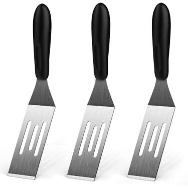 Imagem de Espátula pequena, 3 peças, espátulas de metal para uso na cozinha, mini espátula de servir de aço inoxidável para virar e cozinhar, ideal para brownies, tiramisu, biscoitos, lasanha ou panquecas, etc