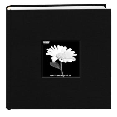 Imagem de Álbum de fotos com capa de moldura de tecido, 200 bolsos, comporta fotos 10 x 15 cm, preto profundo
