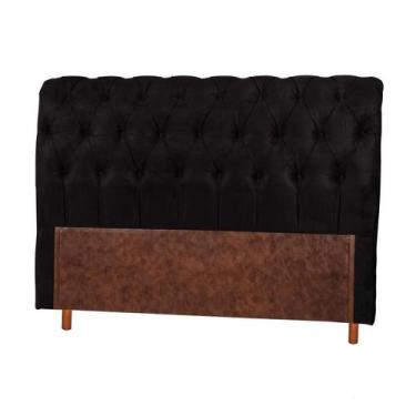 Imagem de Cabeceira Estofada Casal Lecce 144x128x24 Bom Pastor, Preto
