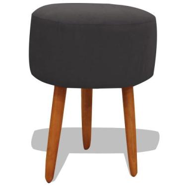 Imagem de Puff Banqueta Decorativo Redondo Sala Recepção Pés Palito Suede 50 Cm 
