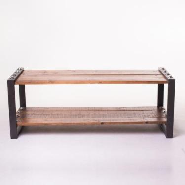 Imagem de Mesa Centro Metal Madeira Pallet Industrial - Aço Eucalipto - Wood Pan