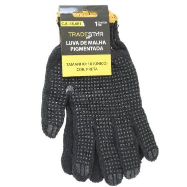 Imagem de Luva Pano Tricotada Malha Pigmentada Preta Par EPI - Tradestar