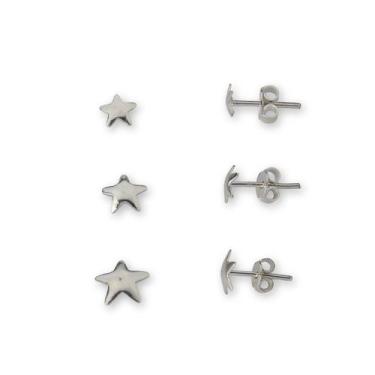 Imagem de Kit Trio de  Estrelas polidas em Prata 925 - Atraktiva Jóias