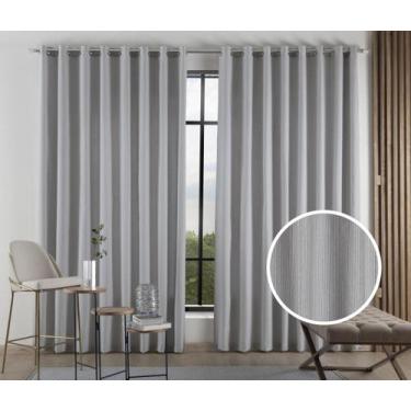 Imagem de Cortina Tecido Linho 6,00M De Largura X 2,30M De Altura Cinza Para Sal