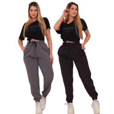 Imagem de Kit 2 Peças - Calça Feminina Jogger Esportiva Bomber com Elastano - Pe