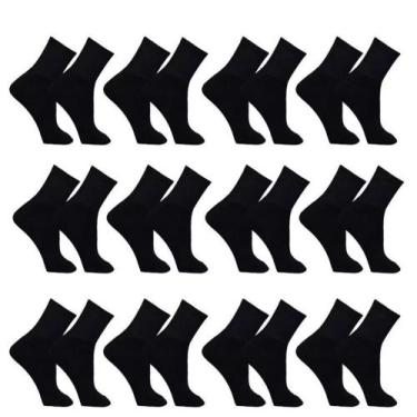 Imagem de Kit Meia 12 Pares Masculina preto Cano Alto Longo  - MCLUBE, Preto, UN