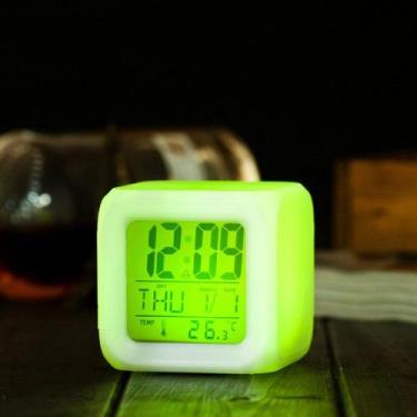 Imagem de Relógio despertador de mesa Cube Led 7 Cores - Yaay