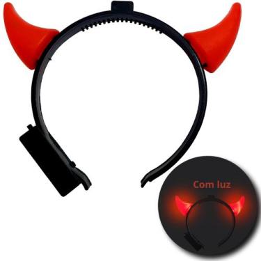 Imagem de Tiara com Chifrinho Vermelho de Led Para Fantasia Halloween - AHLComer
