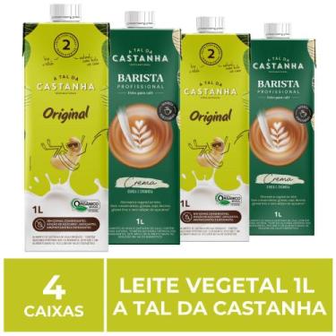 Imagem de 4 Caixas de 1L de Leite Vegetal, A Tal da Castanha