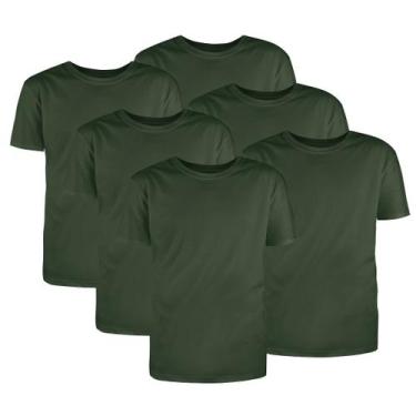 Imagem de Kit com 6 Camisetas Básicas Algodão Verde Musgo Tamanho GG - Mc Clothi