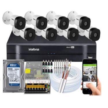 Imagem de Kit 8 Câmeras de Segurança Intelbras VHC 1120B Completo Dvr Mhdx 8 Can