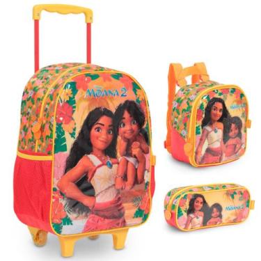 Imagem de Kit Mochila Infantil Feminina Moana 2 Rodinha Tam G Colorida - Plike