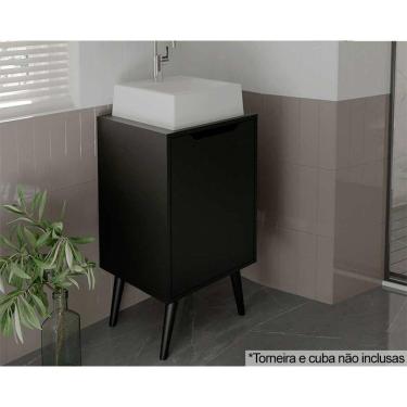 Imagem de Balcão p/ Banheiro c/ Pés BN3641 s/ Cuba c/ 1 Porta 45cm Preto - Tecno Mobili