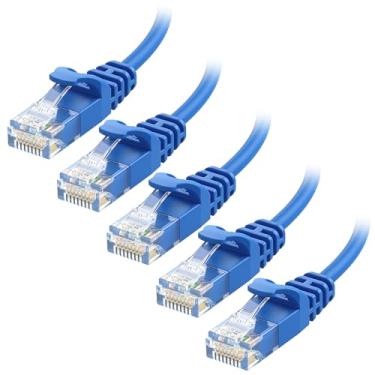 Imagem de Cable Matters Pacote com 5 cabos Ethernet Snagless Cat 6 de 10 Gbps - 4,3 m, cabo Cat 6 de perfil fino, cabo Cat6, cabo Ethernet fino, azul
