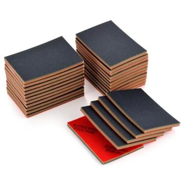 Imagem de MAXMAN Conjunto de esponja de lixamento de 7 x 10 cm, 20 peças, gramatura 500-600, bloco de lixadeira manual de espuma macia, lixa seca úmida, esponja de lixa ultrafina para metal, móveis de madeira,