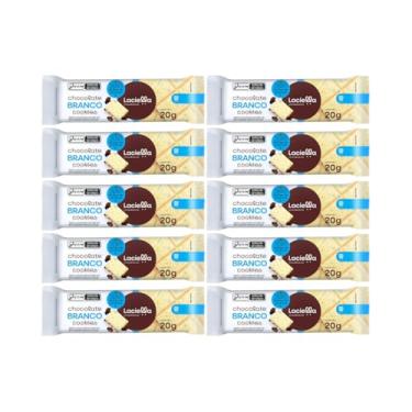 Imagem de Kit com 10 Tabletes de Chocolate Branco com Cookies Zero Açúcar 20g - Laciella