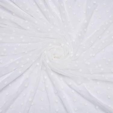 Imagem de MAYJOYDIY Tecido de tule de algodão floral bordado branco - 2 jardas x 60,6 polegadas, material de renda decorativo para vestuário DIY, decoração de casa e projetos de artesanato