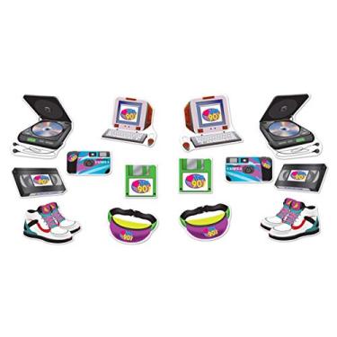 Imagem de Beistle 90's Decorations 14 Piece VHS Floppy Disk CD Player Fanny Pack Cut Outs Decade Party Supplies, 8.75" - 12.5", Multicolored