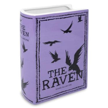 Imagem de Vaso decorativo grande em forma de livro original da Steel Mill & Co, vasos de cerâmica para decoração de casa, linda decoração de estante, vaso exclusivo para amantes de livros, The Raven - roxo