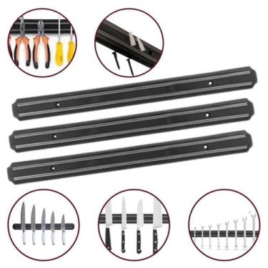 Imagem de Kit 3 Suporte Barra Magnética P/ Cozinha Churrasqueira 50cm - LOGOSPAN