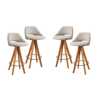 Imagem de Kit 4 Banquetas Giratórias Estofadas com Encosto Nicole Bege