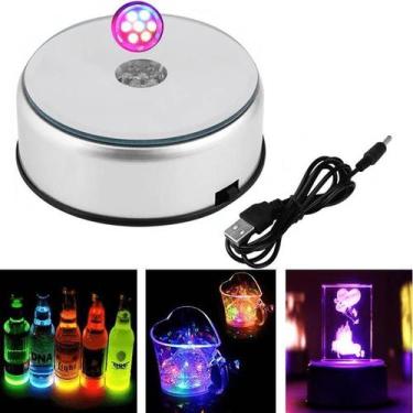 Imagem de Base Giratória Decorativa 7 Luz Led Iluminação P/ Decora 23216 - Jiaxi