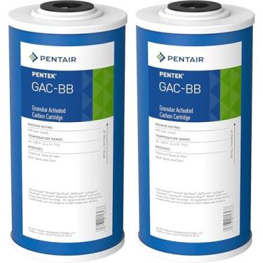 Imagem de Pentair Pentek GAC-BB Filtro de água de carbono azul grande, 25 cm, cartucho de substituição de carvão ativado granular (GAC) para toda a casa, 25,4 cm x 11,4 cm, pacote com 2