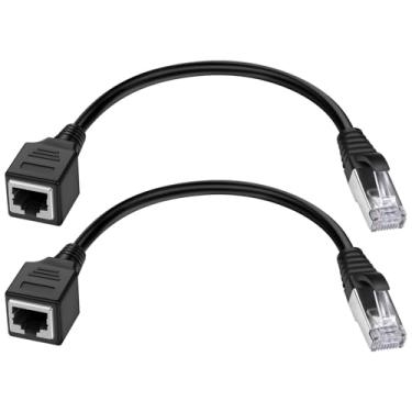 Imagem de Cabo de extensão Ethernet - iGreely 2 pacotes Ethernet LAN macho para fêmea cabo de rede RJ45 Cat6 extensor de cabo de extensão, 0.3M/1FT, 0.3M/1FT