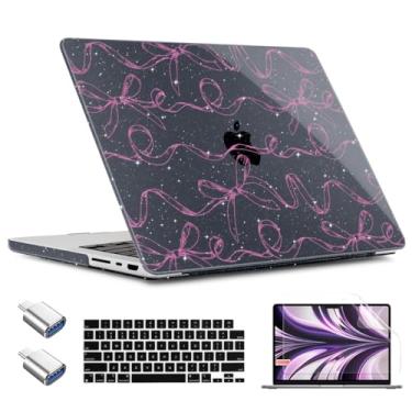 Imagem de TWOLSKOO Capa para M3 MacBook Pro de 14 polegadas 2024 2023 2021 A2918 A2992 A2779 M2 A2442 M1 Pro Max Chip, capa rígida de plástico, capa de teclado, adaptador tipo C e protetor de tela, laços