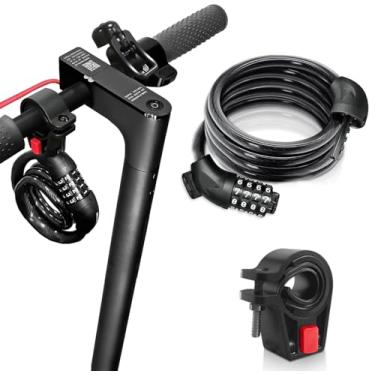 Imagem de NDakter Trava de bicicleta, cadeado de combinação de scooter elétrico de 1,2 m com suporte de montagem, travas de bicicleta anti-roubo ideais para mountain bike, bicicleta de estrada, bicicleta