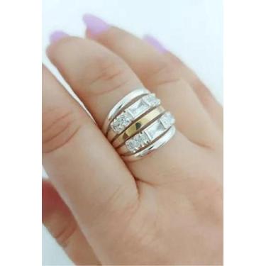 Imagem de Anel Gala De Prata De Lei 925 Aplique De Ouro E Zircônias - Dália Mari