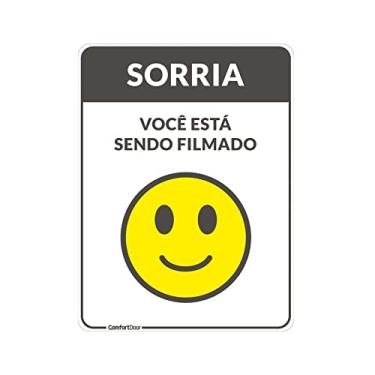 Imagem de Placa Adesiva - Sorria Filmado - Poliéster Branco 20x15cm - Comfort Door