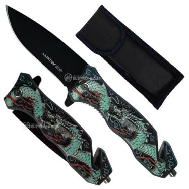 Imagem de Canivete Semiautomático com Quebra-Vidro e Cortador Ferramenta Profiss