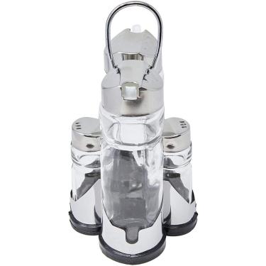 Imagem de Conjunto Galheteiro Com Suporte 4 Peças Euro Incolor / Inox