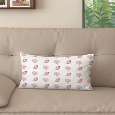 Imagem de Sladjana [Estilo idílico] Capa de almofada impressa digital tipo linho - Padrão floral rosa dupla face, design com zíper invisível (30,5 x 50,8 cm, FSWM-F)