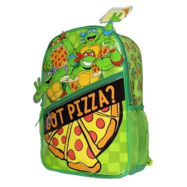 Imagem de Mochila Tartarugas Ninja Teenage Mutant TMNT Got Pizza Travel Kids School 3D Book Bag, Verde, One Size