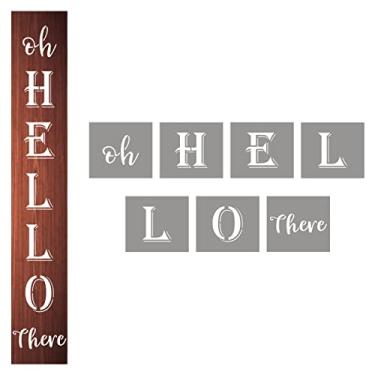 Imagem de Estêncil grande Oh Hello There – Pacote com 7 modelos de estênceis verticais para pintura em madeira, estênceis de letras reutilizáveis para placas de madeira de varanda frontal