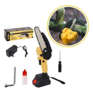 Imagem de Mini Motosserra Elétrica 6" Bateria 21V Portátil Poda Galhos Jardim - 