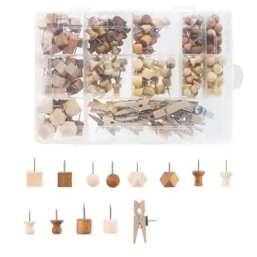 Imagem de TAODAN Conjunto de pinos de madeira, 280 peças, pinos decorativos, faça você mesmo, artesanato feito à mão, prego de fixação para cartazes de fotos