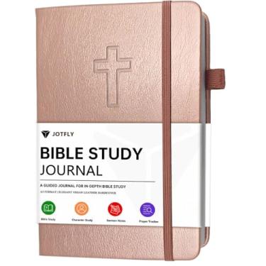 Imagem de JOTFLY Diário de estudo da Bíblia - Caderno de notas da igreja para anotações e reflexão - Caderno de estudo bíblico guiado - Presentes religiosos baseados na fé e materiais de estudo da Bíblia (ouro