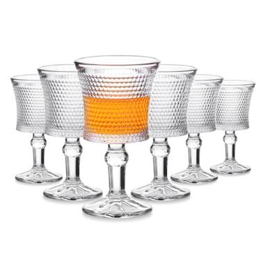 Imagem de Jaepsing Copos de shot, conjunto de 6 copos com padrões de gravura de 59 g, copos de shot extravagantes/ótimo para vinho branco e tinto/mini copo de vinho transparente/copos de degustação/fofos