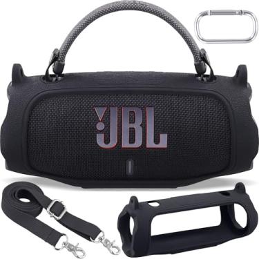 Imagem de Aenllosi Capa de silicone para alto-falante Bluetooth sem fio JBL Charge 6, preta (apenas capa)