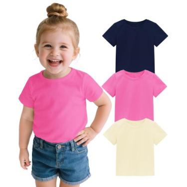 Imagem de Camiseta ZUEMET para bebês e meninas de manga curta, pacote com 3, 95%