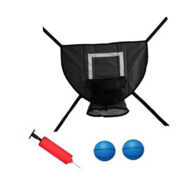 Imagem de rockible Cesta de basquete para trampolim, acessórios de fixação para trampolim, suporte de basquete, tabela leve, Preto